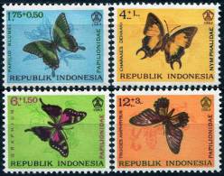 INDONESIE Papillons. Serie Complete (Yvert N° 359/62) Neuf Sans Charniere. MNH. PERFORATE - Schmetterlinge