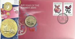 AUSTRALIA $1 DOLLAR ZODIAC YEAR OF RABBIT  QEII HEAD 1 YEAR PNC 2011 UNC NOT RELEASED MINT READ DESCRIPTION CAREFULLY!! - Sonstige & Ohne Zuordnung