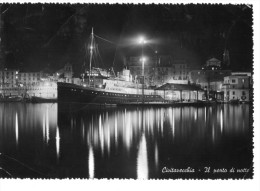 Bellissima Cartolina  Anni 50 (Formato Grande)      " Civitavecchia - Il Porto Di Notte  " - Civitavecchia