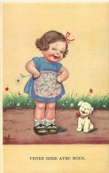 ENFANT HUMOUR ILLUSTRATEUR ILLUSTRATRICE WS "VENEZ RIRE AVEC NOUS" PETITE FILLE CHIEN COLPRINT 196 - Tarjetas Humorísticas