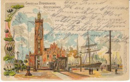 Gruss Aus Bremerhaven Germany, Geestemunde, Harbor Scene, Rail Brigde, C1900s Vintage Postcard - Bremerhaven