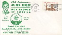 USA 1960  50TH ANNIVERSARY BOY SCOUT OF AMERICA  COMMEMORATIVE  COVER - Covers & Documents