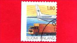 FINLANDIA - SUOMI - Usato - 1988 - Servizio Postale - Aereo - Auto - Autocarr - Aircraft, Trailer Truck - 1,80 Mk - Usati