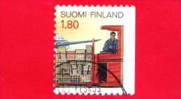 FINLANDIA - SUOMI - Usato - 1988 - Servizio Postale - Aereo - Carrelli Elevatori - Fork-lift Truck With Parcels - 1,80 M - Usati