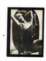 CHROMO EROTIQUE FEMMES ARTISTE PIN UP Cigarettes MELIA  : " GACIER Seins Nus Voile Et Bas Nylon  " - Melia