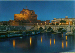 Cart459 Roma Notturno Ponte Castel Sant´angelo Tevere Riflesso Acqua Reflex Water Chateau Castle Pont Bridge - Castel Sant'Angelo