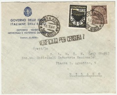 Greece 1941 Italian Occupation Of Rhodes - Rodi (Egeo) Censored - Dodecanese