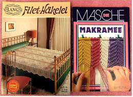 2 Hefte  -  Makramee Anleitung Und Beispiele  +  Filet-Häkelei Mit Musterbogen - Ocio & Colecciones