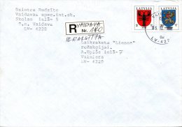 LETTONIE. N°425 & 439 De 1997 & 1998 Sur Enveloppe Ayant Circulé. Armoiries De Régions. - Briefe U. Dokumente