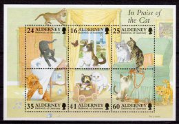 (SS065) ALDERNEY, 1996 (Domestic Cats). Souvenir Sheet. Mi # B2. MNH** - Alderney