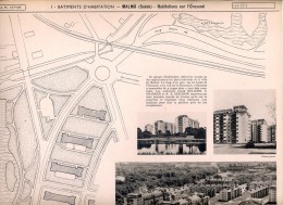 Vieux Papiers - Documents D'urbanisme - Suède Malmö - Habitations Sur L'Oresund - Double Page - Arquitectura