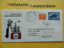 Netherlands 1953, KLM BIJZONDERE VLUCHTEN / OPENINGSVLUCHT AMSTERDAM-MOSKOU: LP 14, Ø - Poste Aérienne