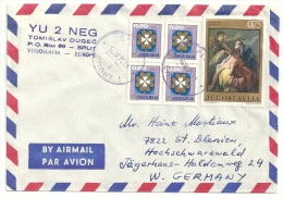 Jugoslawien Jugoslavija 1971 Luftpostbrief Airmail, Air Mail Mit 4x Michel 1313 + 1401; Yv 1286; Scott 957 4-leaf Clover - Poste Aérienne