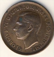 PIECE MONNAIE  PENNY GRANDE BRETAGNE #GEORGE VI # 1937 # - D. 1 Penny
