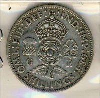 PIECE MONNAIE  2 SHILLINGS 1939  #GRANDE BRETAGNE # GEORGE VI # GEORGIUS - J. 1 Florin / 2 Schillings