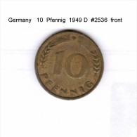GERMANY    10  PFENNIG  1949 D   (KM # 103) - 10 Pfennig