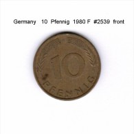 GERMANY    10  PFENNIG  1980 F   (KM # 108) - 10 Pfennig