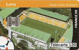 CARTE-PUCE-PUBLIC-F874-12 0U-SC7-LENS STADE DE FOOT-BOLLAERT-RESTE 60U-N°Etroits Série C85124786-N° Puce Com Par 8-TBE - 1998