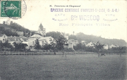 ILE DE FRANCE - 95 - VAL D'OISE - CHAPONVAL - Panorama - Carte Pub épicerie Centrale D'Auvers Sur Oise - Videcocq - Auvers Sur Oise