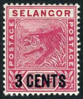 Malaya - Selangor #28 Mint Hinged 3c Surcharge From 1894 - Selangor