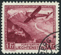 Liechtenstein C6 Used 1fr High Value Of Airmail Set From 1930 - Poste Aérienne