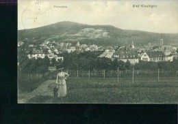 Litho Bad Kissingen 27.8.1927 Panorama Frau Mit Schirm Obstgärten Häuser Lehrburger - Bad Kissingen
