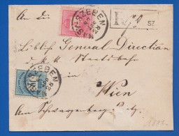 Ungarn; Briefstück Mit 5 + 10 Kr; 1887 Einschreiben, Recommande, Registered  Von Nagyszeben, Sibiu, Romania Nach Wien - Storia Postale