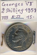 PIECE MONNAIE 2 SHILLINGS 1951 # GRANDE BRETAGNE #GEORGE VI # GEORGIUS - J. 1 Florin / 2 Shillings