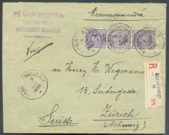 N°139(3)-165(5) - 15 Centimes Emission 1915 (bande De 3) En Affranchissement Mixte Avec ROI CASQUE (bande De 5 Du 1 Cent - 1919-1920  Cascos De Trinchera