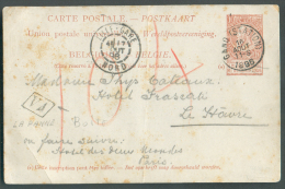 E.P. Carte 10 Centimes FIne Barbe, Obl. Sc GAND (STATION) Du 16 Août 1896 + Boîte (parallélogramme) VA Datée De LA PANNE - Postcards 1871-1909