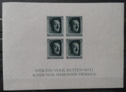 M509.-.REICH, MI # : BLOCK  8  . MNH - IMPERFORATE.  ADOLF HITLER.  CAT VAL : EUR  220 - Blocks & Kleinbögen