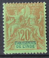 P 282 ++ ETABLISSEMENT L'INDE 1892  HINGED * - Neufs