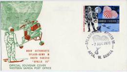 Samoa Espace Lettre 1971 Apollo 15 Amerrissage Samoa Space Apollo 15 Splashdown Cover - Oceanië