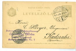 HONGARIJE * HANDGESCHREVEN BRIEFKAART Uit 1902 * GELOPEN VAN BUDAPEST Naar KARLSRUHE  (7882a) - Ganzsachen