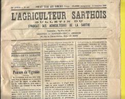 JOURNAL  "L´AGRICULTEUR SARTHOIS " Avec La Bande Ayant Voyagé En Tarif  "Journaux P.P."  Du MANS  Le 15 12 1906 Pour DOM - Informations Générales