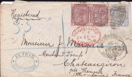 GB - 1880 - ENVELOPPE RECOMMANDEE De MANCHESTER Pour CHATEAUGIRON PRES RENNES - BEL AFRANCHISSEMENT - Cartas & Documentos