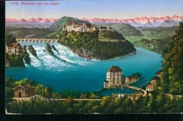 Litho Schaffhausen Rheinfall Panorama Und Die Alpen 10.8.1913 Von Neuhausen Nach Chemnitz - Neuhausen Am Rheinfall