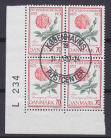 Denmark 1973 Mi. 544    70 Ø Gartenbaugesellschaft Flower Blume Rose Rand Margin "L 234" (Cz. Slania) 4-Block !! - Hojas Bloque