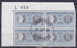 Denmark 1981 Mi. 714    1.80 Kr Münzen- Und Medaillensammlung Coins Dukat Rand Margin "L 458" (Cz. Slania) 4-Block !! - Blocks & Sheetlets