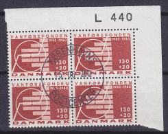 Denmark 1980 Mi. 698     130 Ø + 20 Ø Körperbehinderte Rollstuhl Mauer M. Rand Margin "L 440" 4-Block !! - Blocs-feuillets