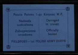 POLAND 1941 WW2 POCZTA POLOWA 1ST POLISH ARMY CORPS EXILED FORCES BLUE FIELD POST FELDPOST LETTER-SEAL NHM World War II - Gobierno De Londres (En Exhilio)