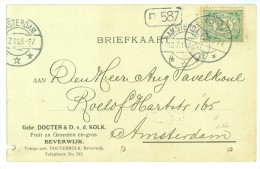 HANDGESCHREVEN BRIEFKAART GELOPEN IN 1911 Van BEVERWIJK Naar AMSTERDAM *  NVPH 55 (7891g) - Briefe U. Dokumente