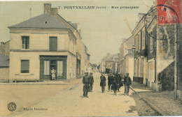 PONTVALLAIN - Rue Principale - CPA Toilée Et Colorisée - Pontvallain