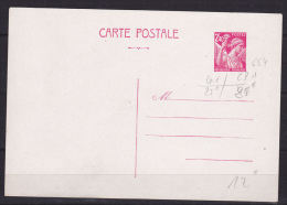 FRANCE ENTIER POSTAL CARTE POSTALE 2F40 ROSE CARMINE TYPE IRIS NEUF SANS CHARNIERE - Cartes Postales Repiquages (avant 1995)