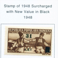 ROMANIA - 1948 Surch. 31l On 32l Mounted Mint - Neufs