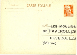 LRD6 - EP CP GANDON 12f REPIQUAGE "LES MOULINS DE FAVEROLLES" NEUVE - Cartes Postales Repiquages (avant 1995)