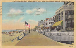 C1950 OCEAN CITY COTTAGES AND BEACH SCENE LOOKING SOUTH FROM HOTEL STEPHEN DECATUR - Ocean City