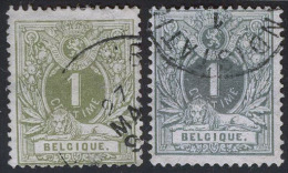 BELGIUM - BELGIQUE - CHIFFRE - VERT + OLIV - 1869-1888 Leone Coricato