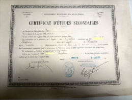 Certificat D´Etudes Secondaires Lycée De 1921 Académie De Paris Versailles   78 Yvelines - Diploma & School Reports