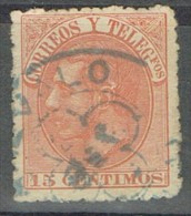 Sello 15 Cts Alfonso XII, Fechador Trebol AREVALO (Avila), Num 210 º - Oblitérés